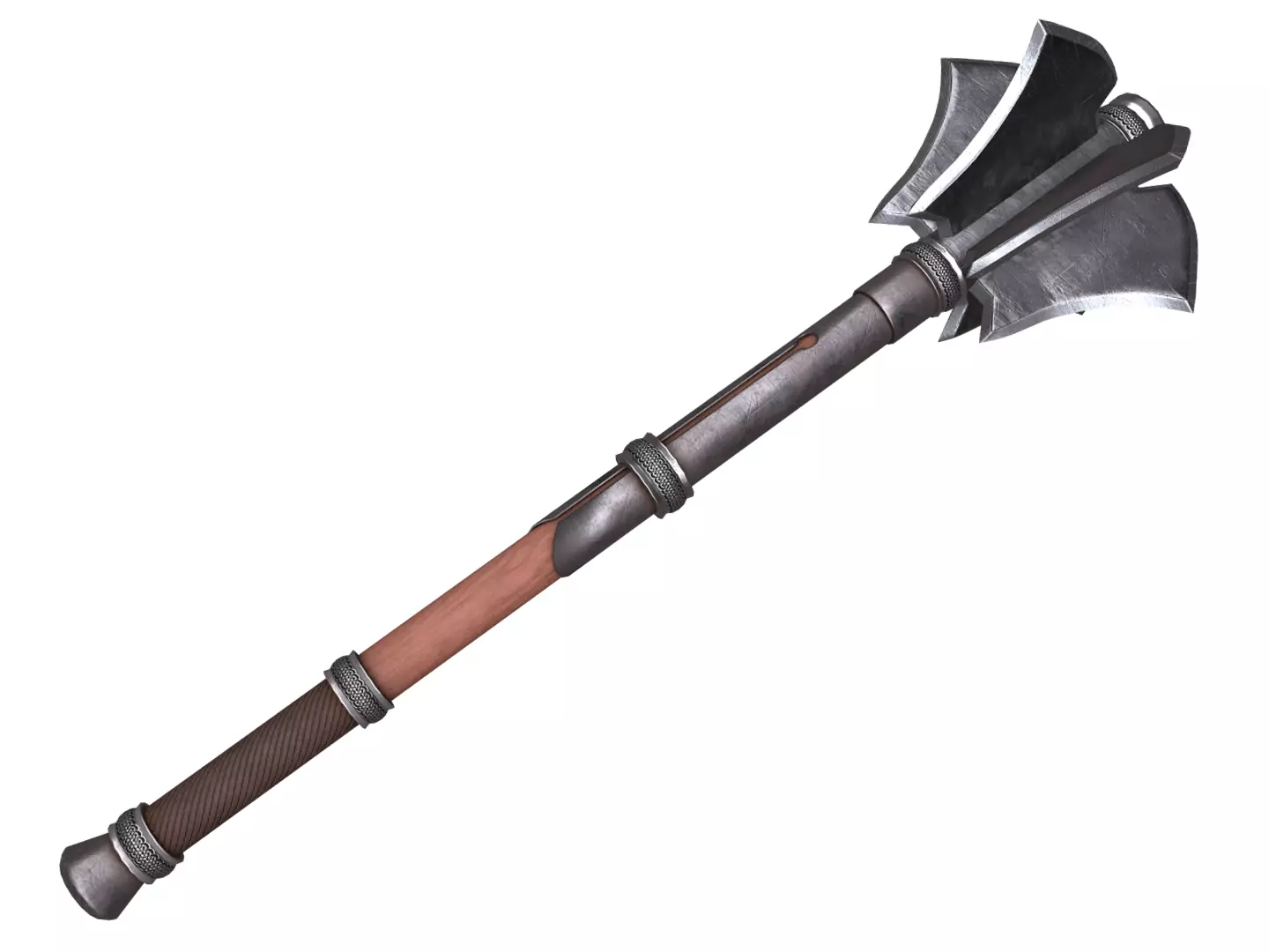 Medieval mace Low-poly 3D model_0