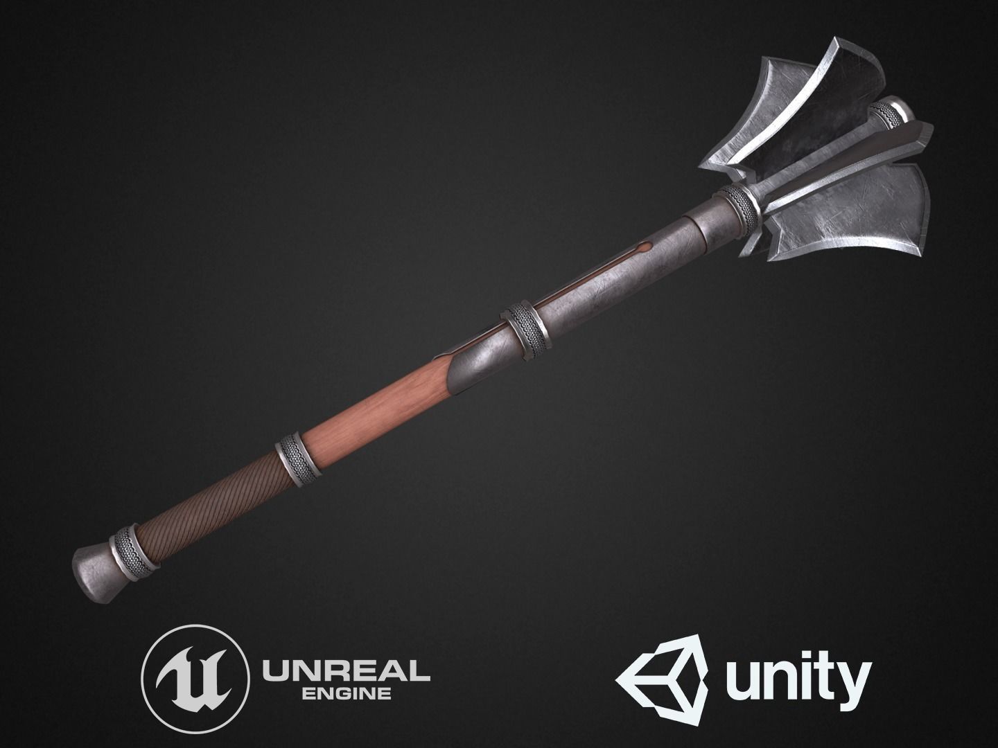 Medieval mace Low-poly 3D model_1
