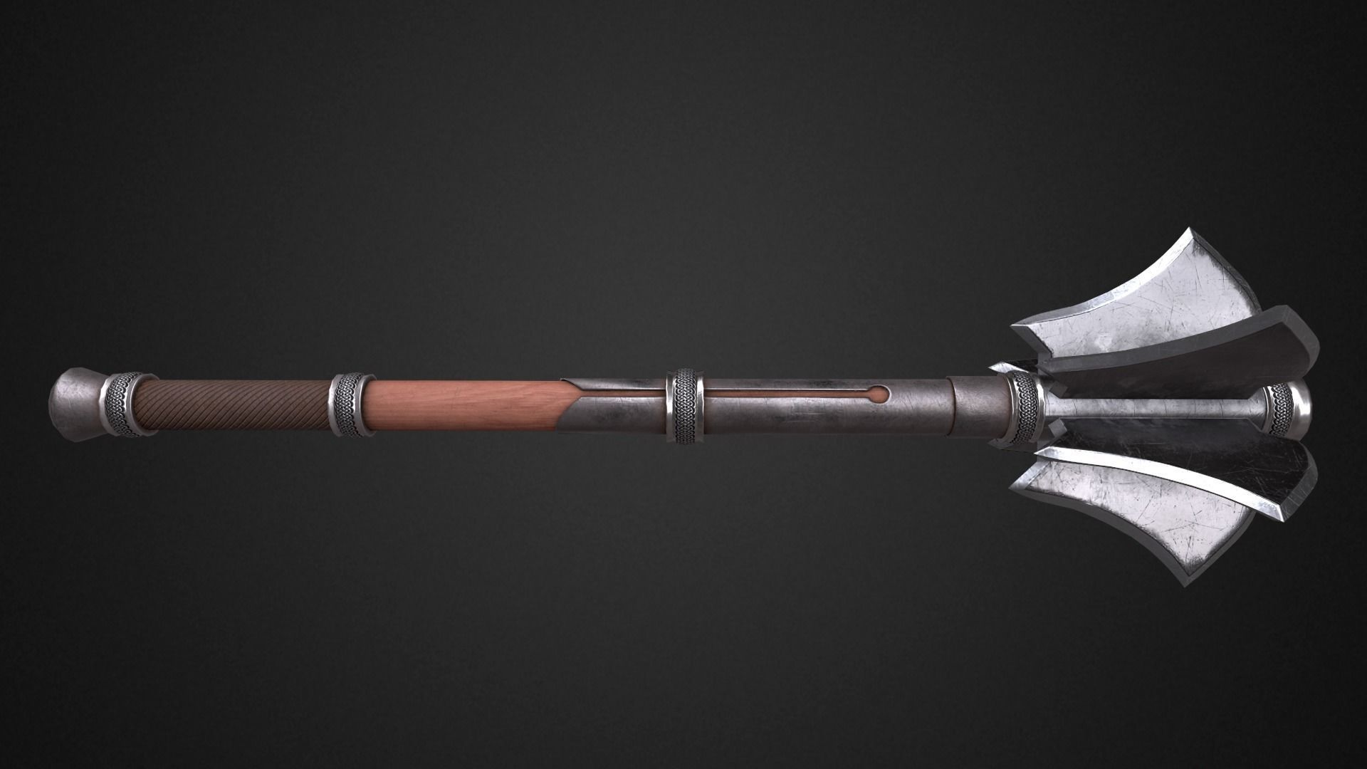 Medieval mace Low-poly 3D model_3