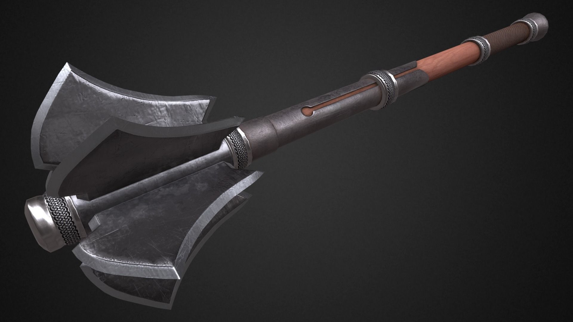 Medieval mace Low-poly 3D model_5