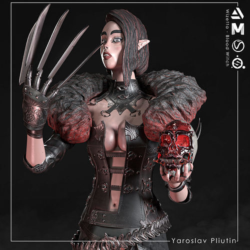 Wizetta - The Blood-witch Low-poly 3D model