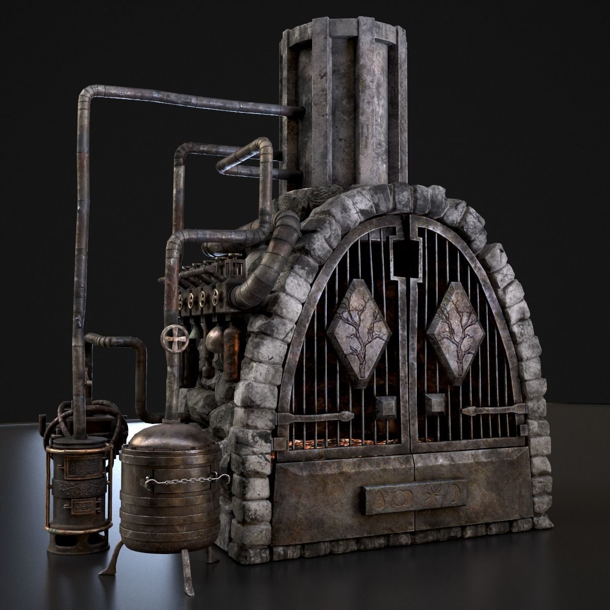 Medieval Alchemy Forge Low-poly 3D model_2