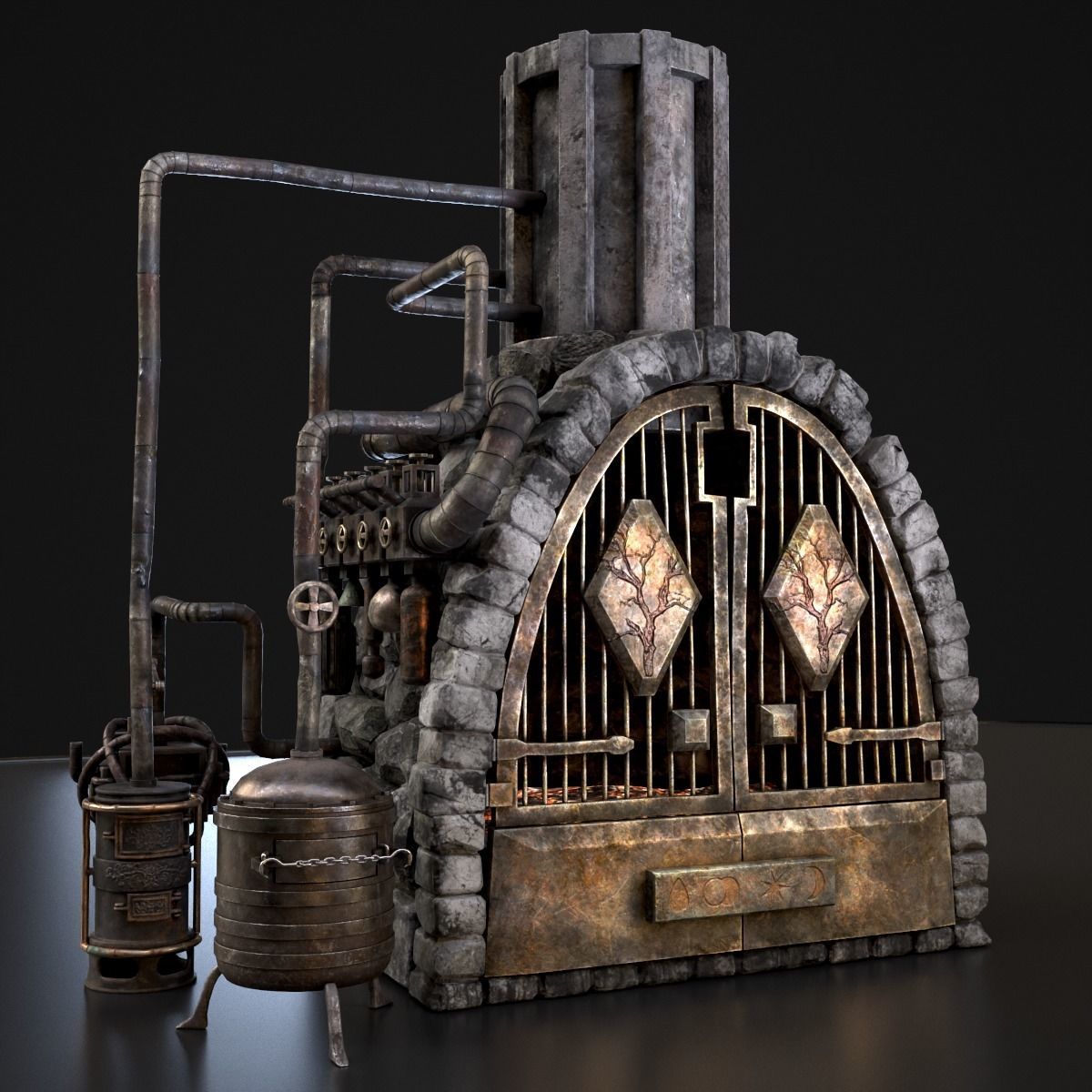 Medieval Alchemy Forge Low-poly 3D model_3