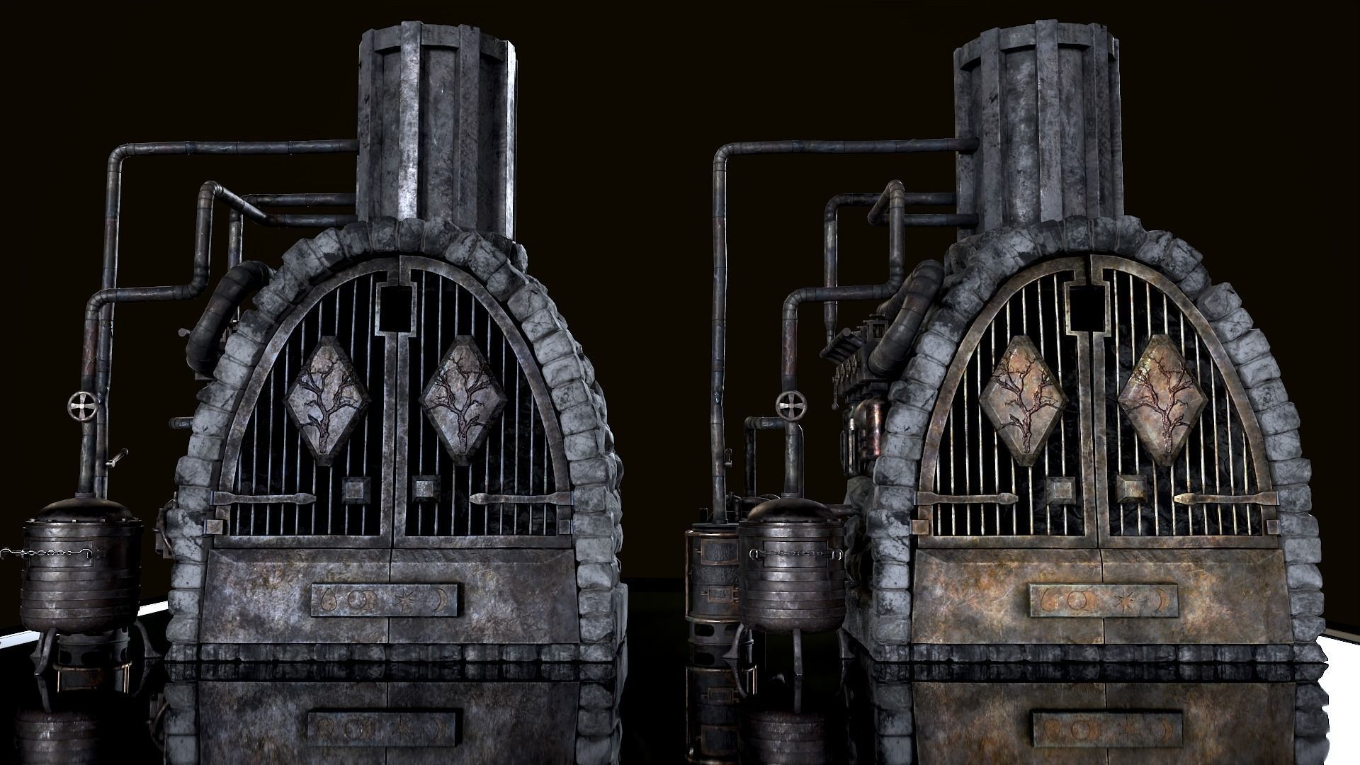 Medieval Alchemy Forge Low-poly 3D model_7