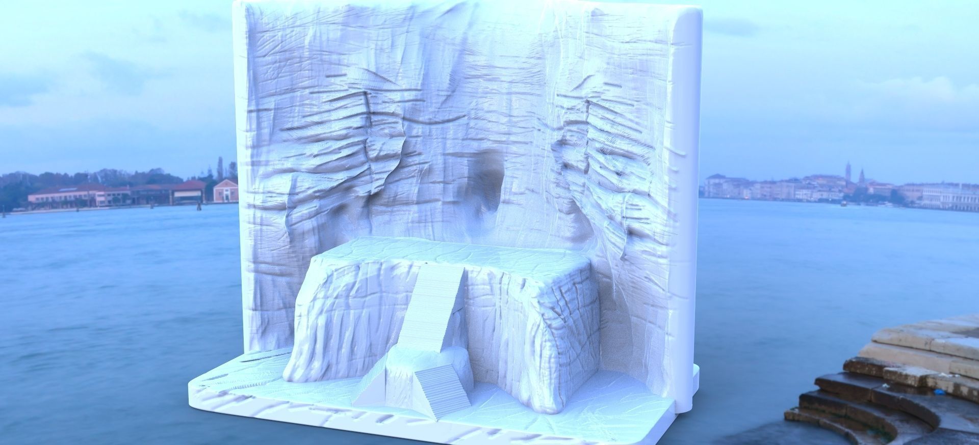 Cave With Stairs with Cliff 3D model_1