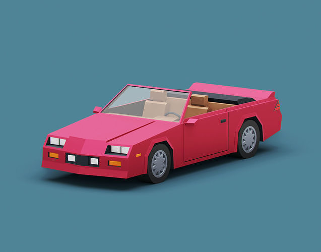 Stylized Cartoon Coupe Convertible Car Low-poly 3D model