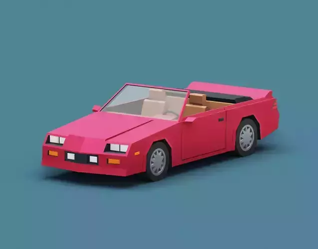 Stylized Cartoon Coupe Convertible Car Low-poly 3D model