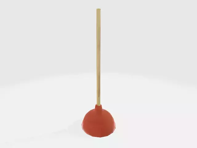 Plunger orange broom with wooden handle