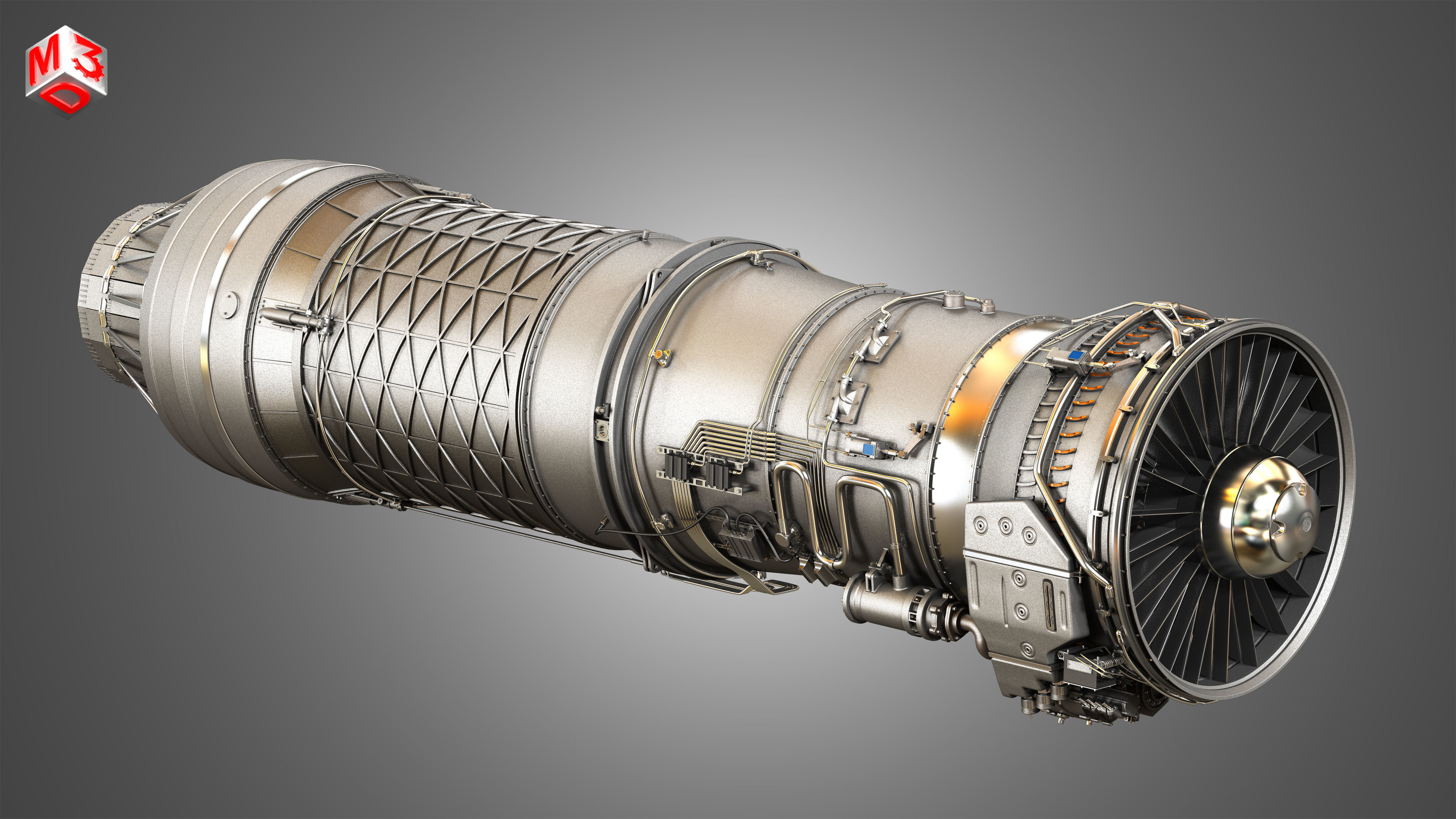 F100 - PW - 220 Turbofan Engine 2 in 1 3D Model Collection_5