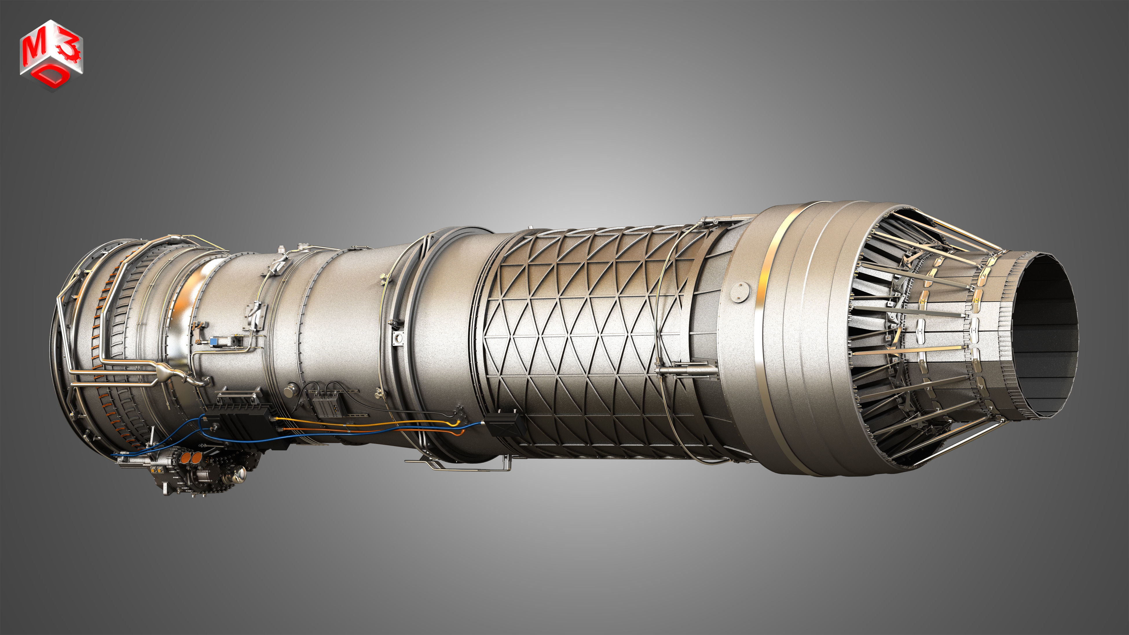 F100 - PW - 220 Turbofan Engine 2 in 1 3D Model Collection_19