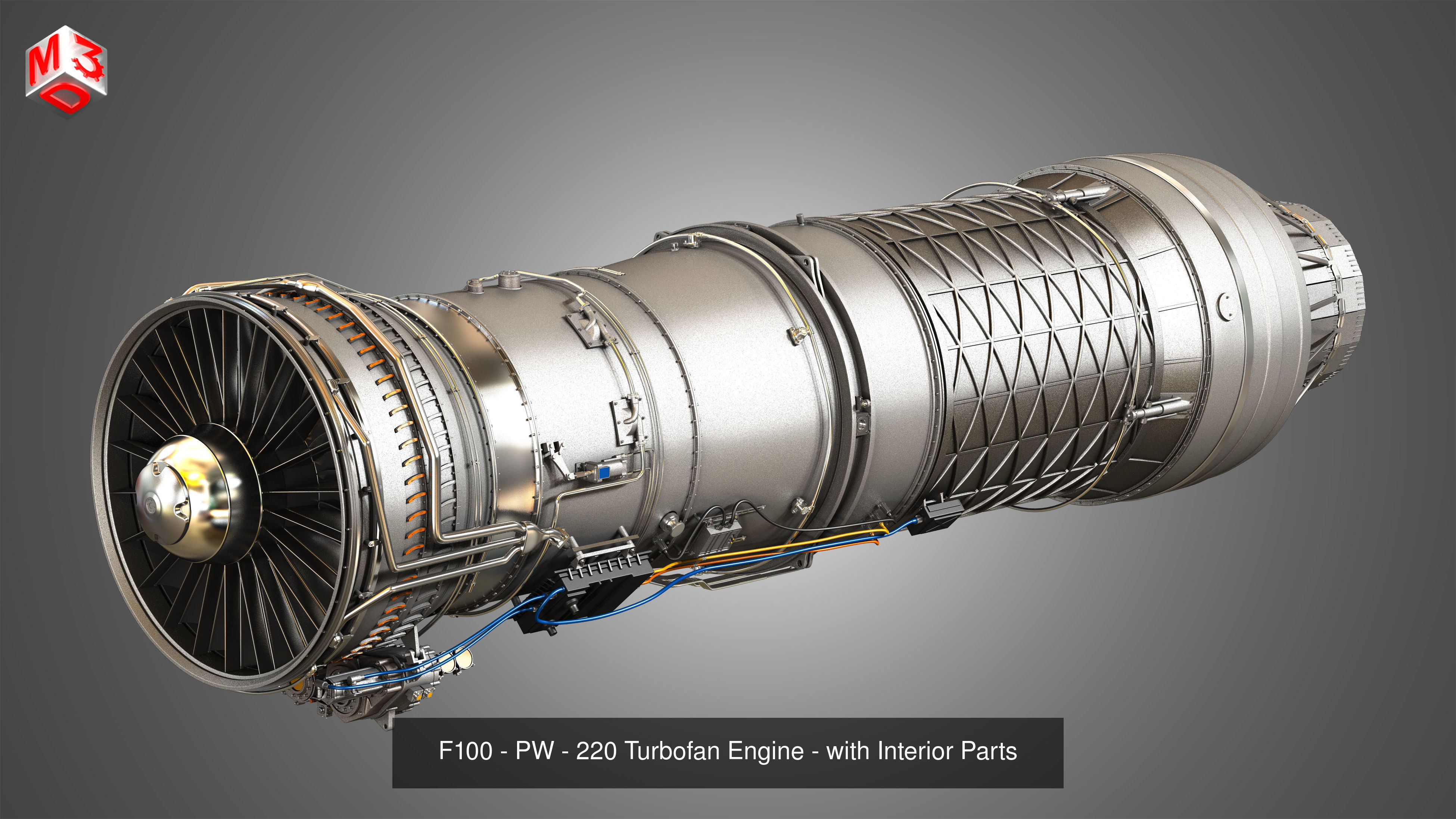 F100 - PW - 220 Turbofan Engine 2 in 1 3D Model Collection_1