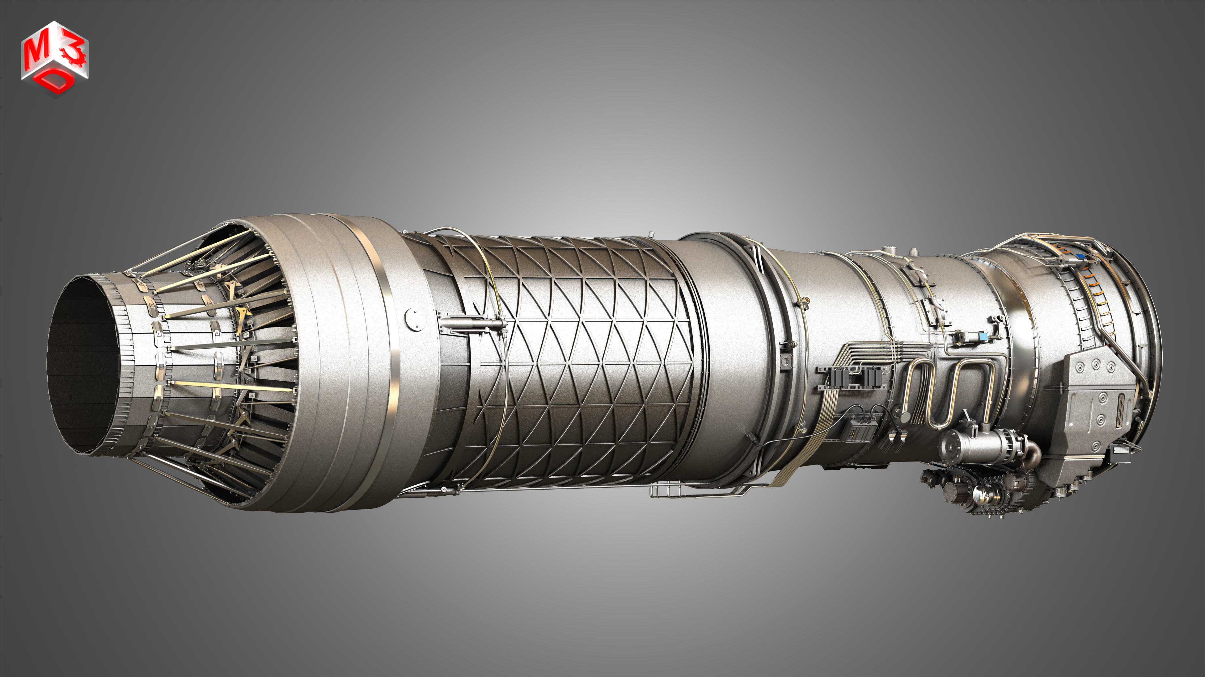 F100 - PW - 220 Turbofan Engine 2 in 1 3D Model Collection_15
