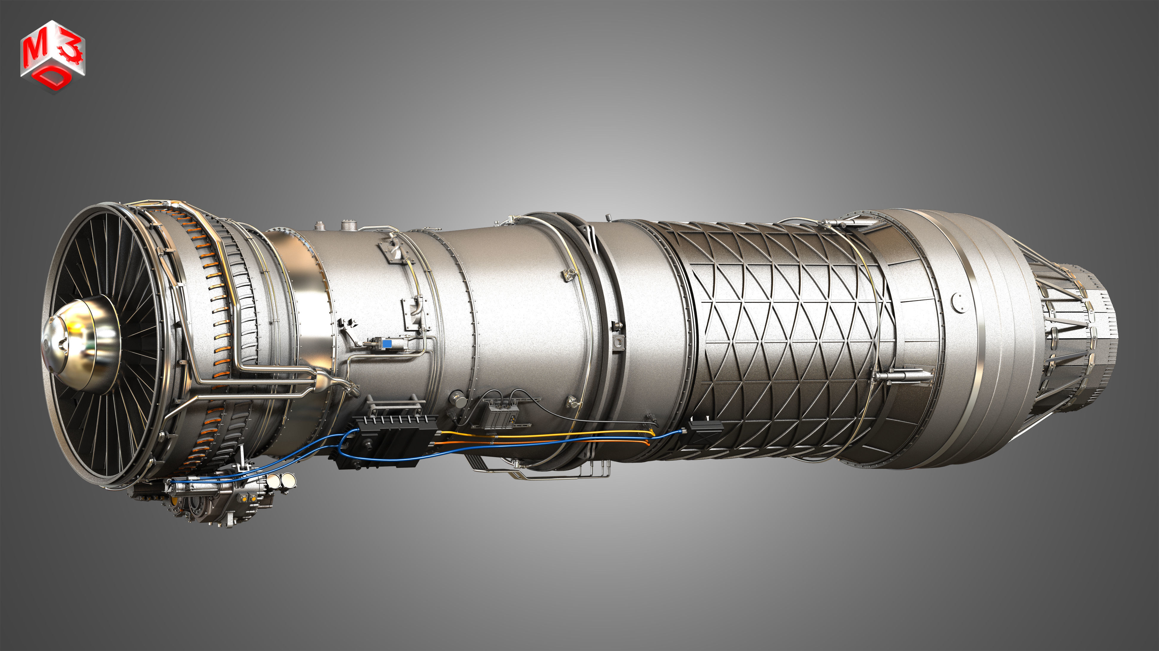 F100 - PW - 220 Turbofan Engine 2 in 1 3D Model Collection_13