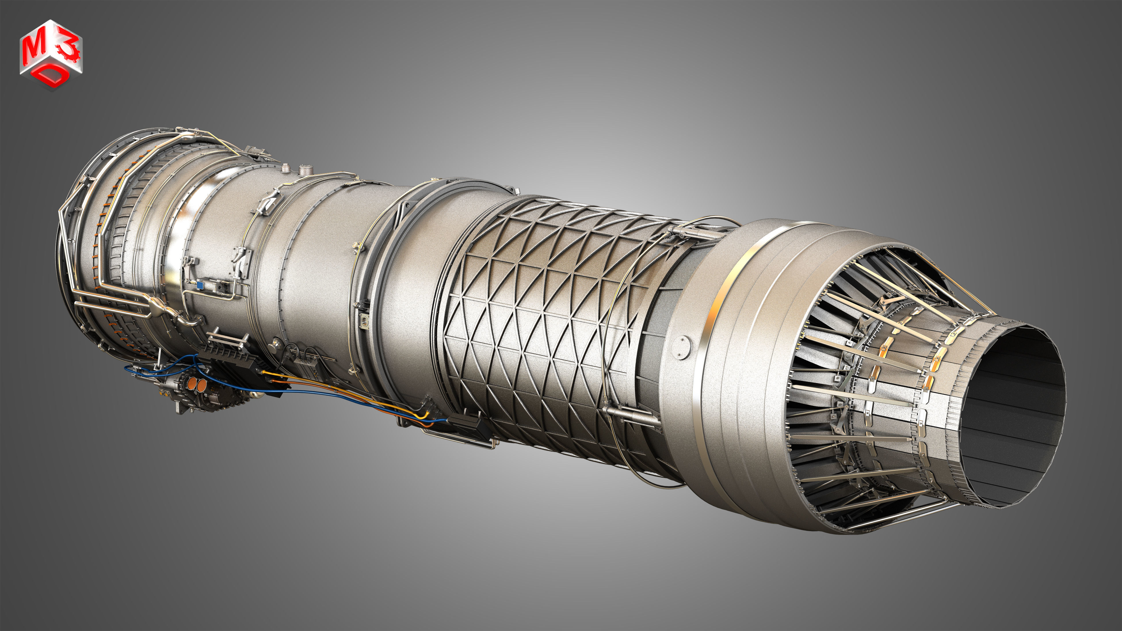 F100 - PW - 220 Turbofan Engine 2 in 1 3D Model Collection_7