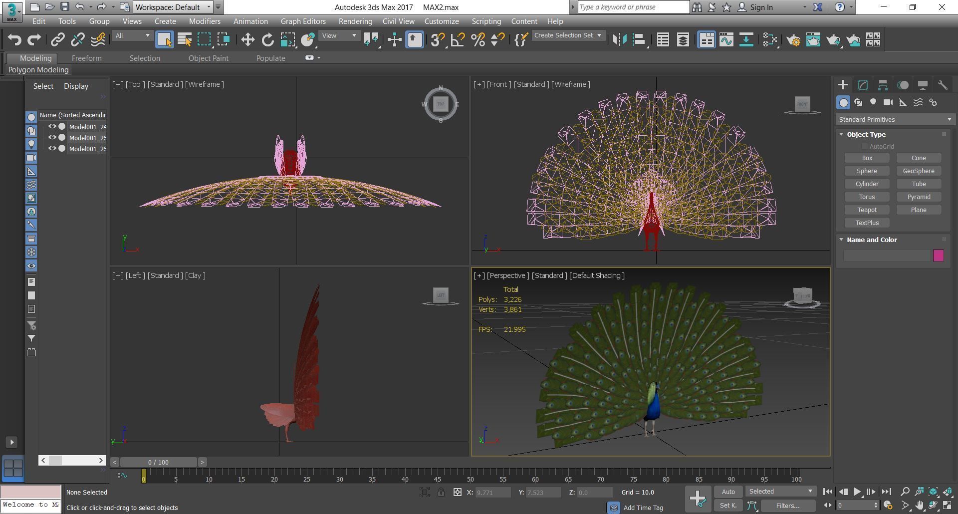 Peacock Low-poly 3D model_16