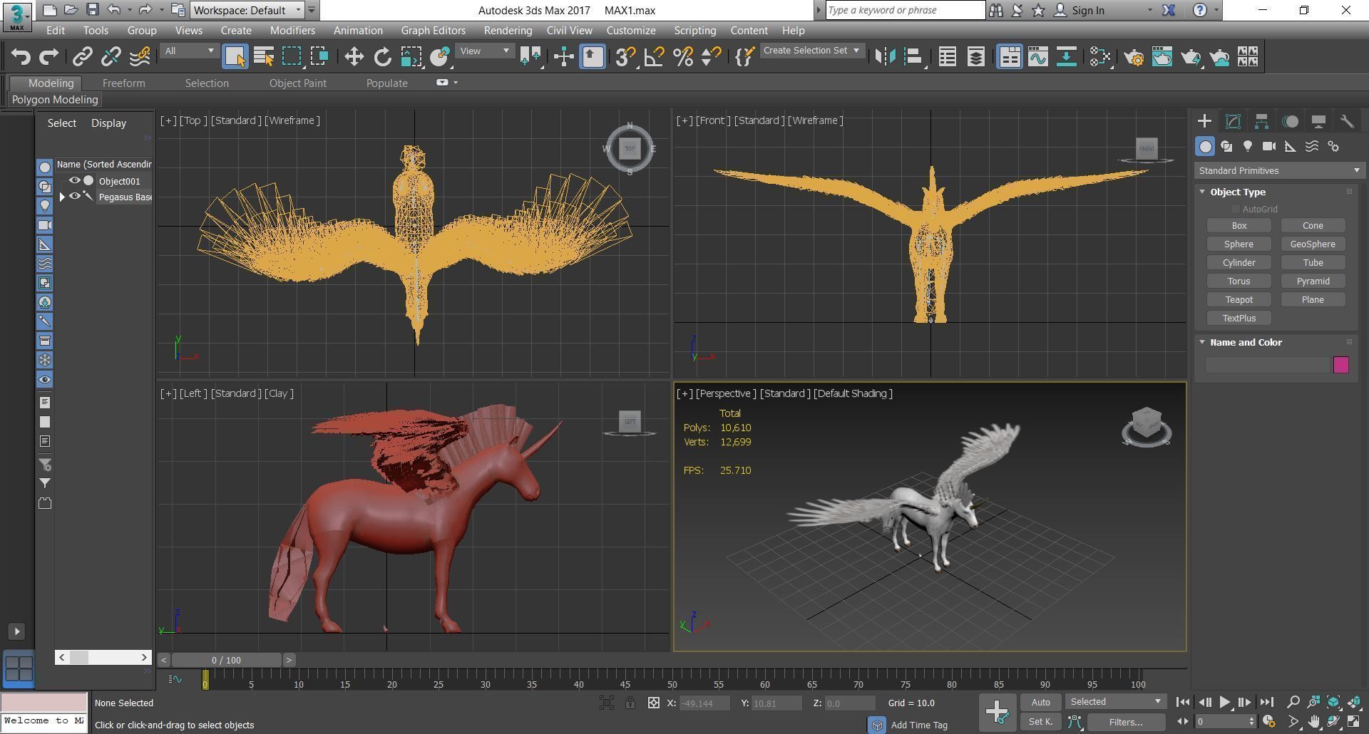 Pegasus unicorn with wings Low-poly 3D model_3