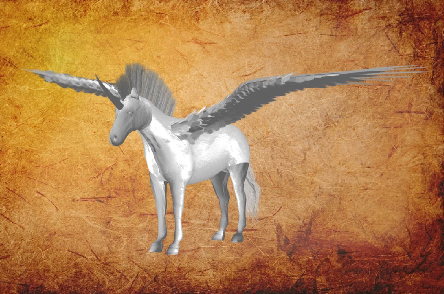 Pegasus unicorn with wings Low-poly 3D model_7