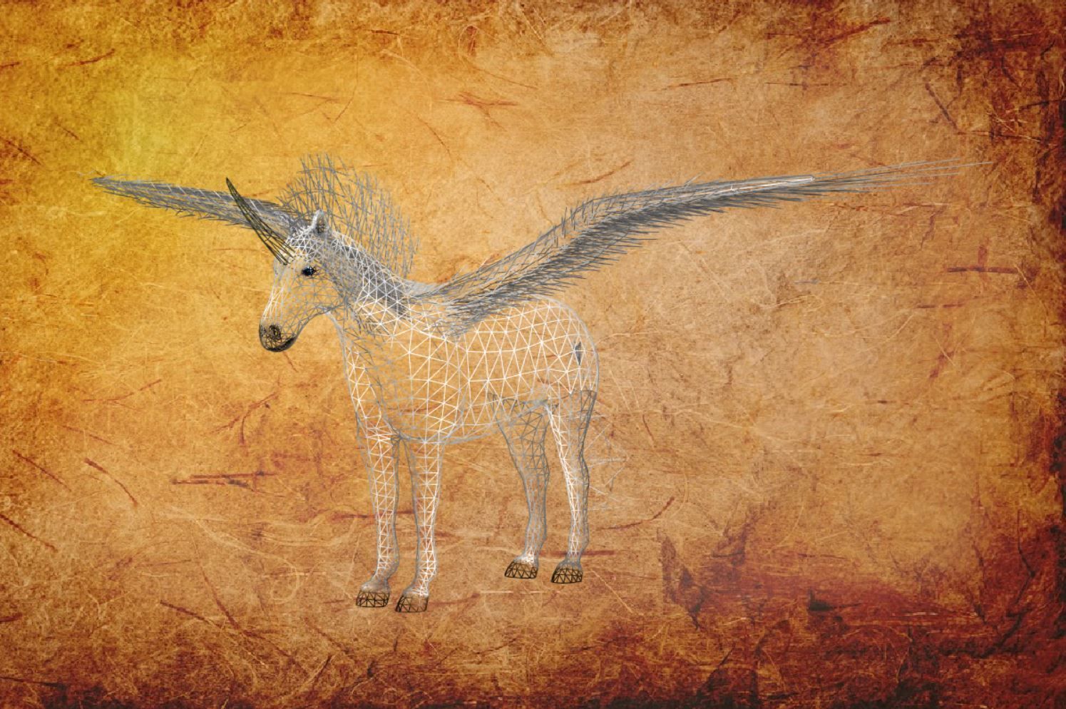 Pegasus unicorn with wings Low-poly 3D model_8