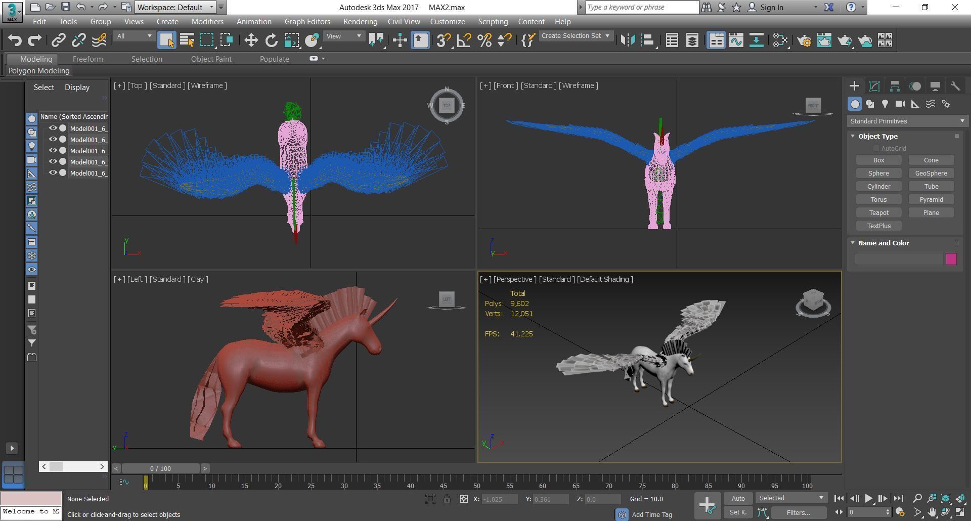 Pegasus unicorn with wings Low-poly 3D model_4