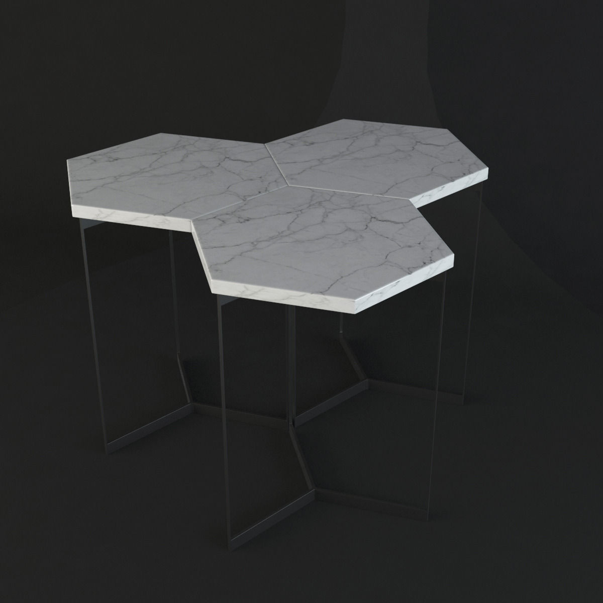 Marble HexagonTable 3D model_2