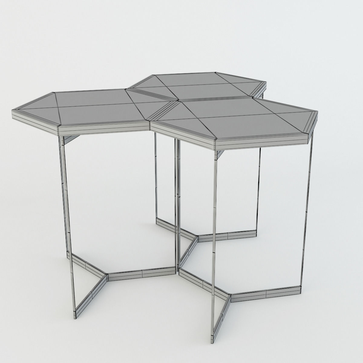 Marble HexagonTable 3D model_3