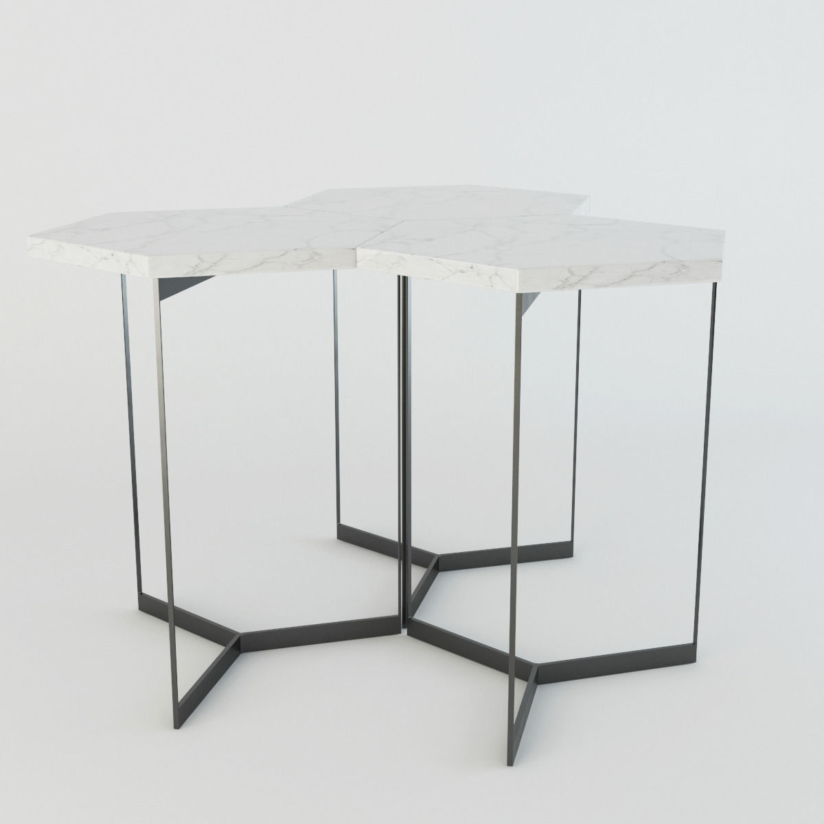Marble HexagonTable 3D model_1