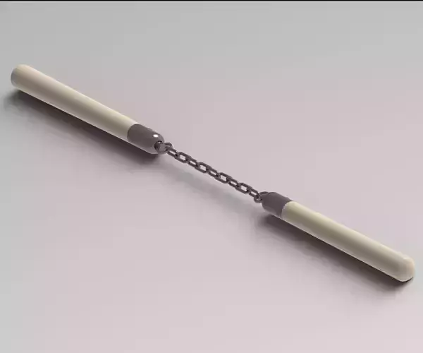 NUNCHAKU wooden stick with chain 3D print model