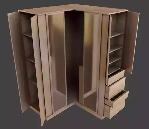 Closet wooden wardrobe with mirrors