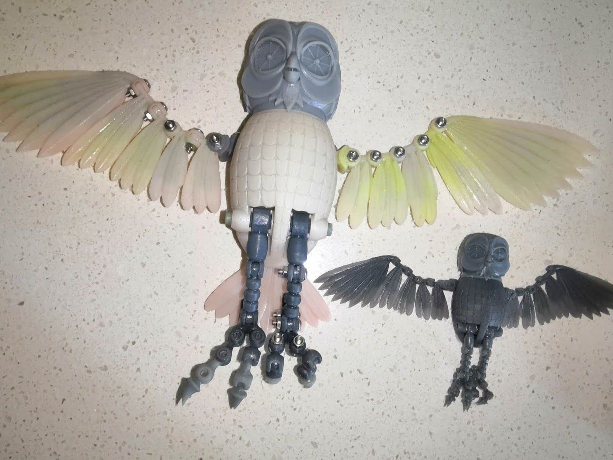 Bubo the Owl articulated 3D print model_2