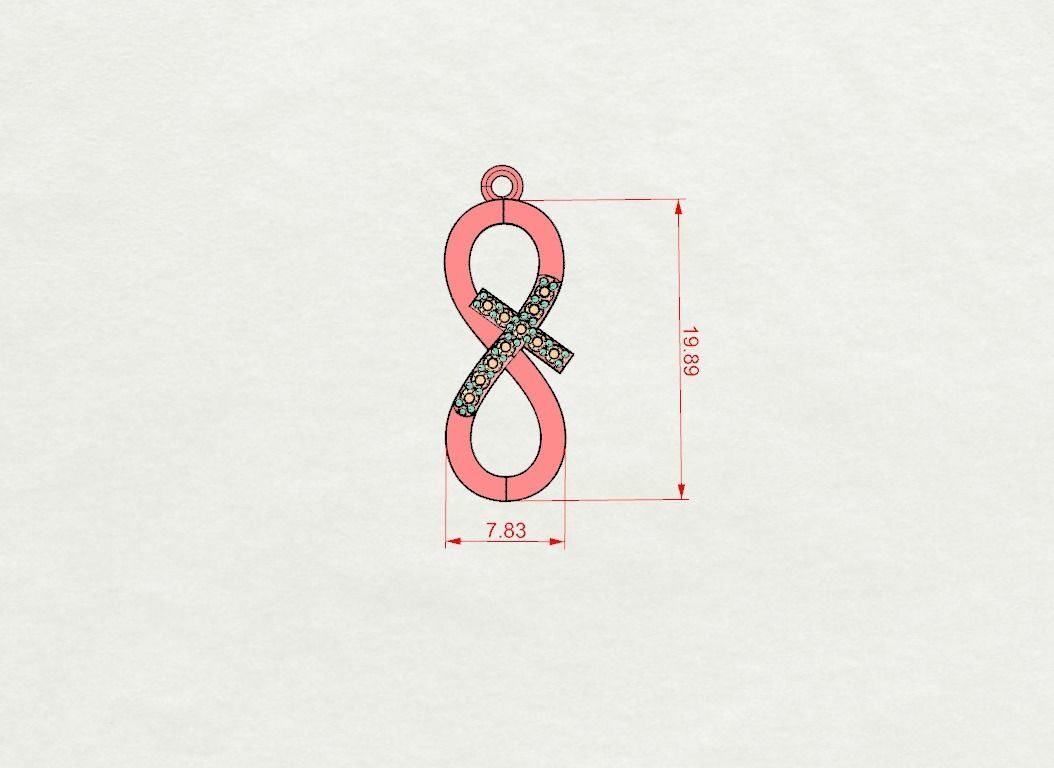 Infinity symbol pendant Necklace 3D print model 3D print model_4