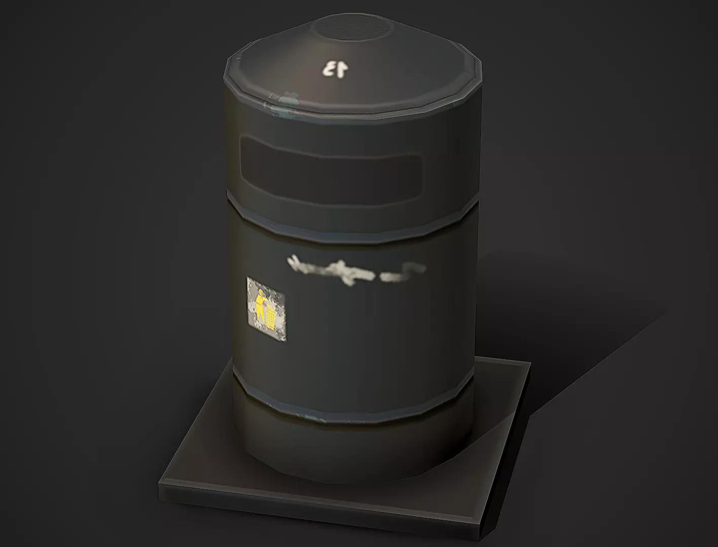 Metal Trashcan 01 Low Poly Mobile Ready Low-poly 3D model_0