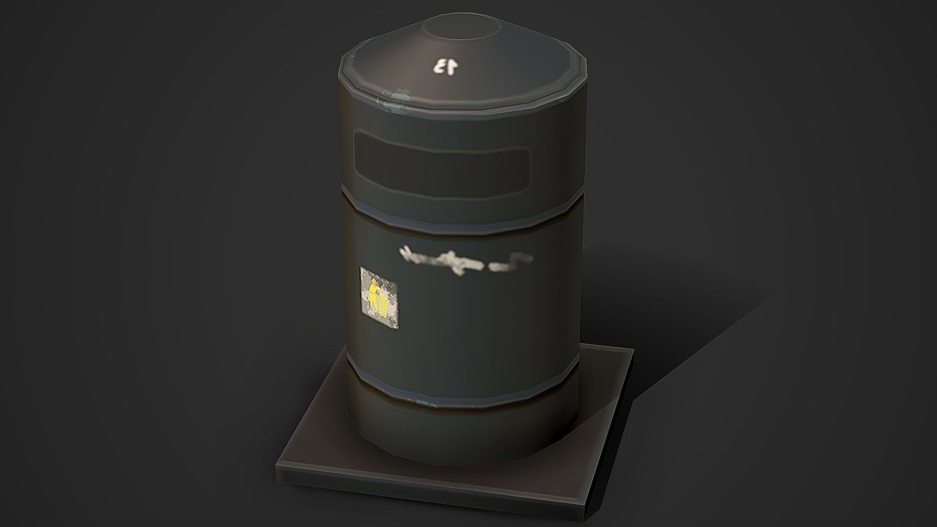 Metal Trashcan 01 Low Poly Mobile Ready Low-poly 3D model_1