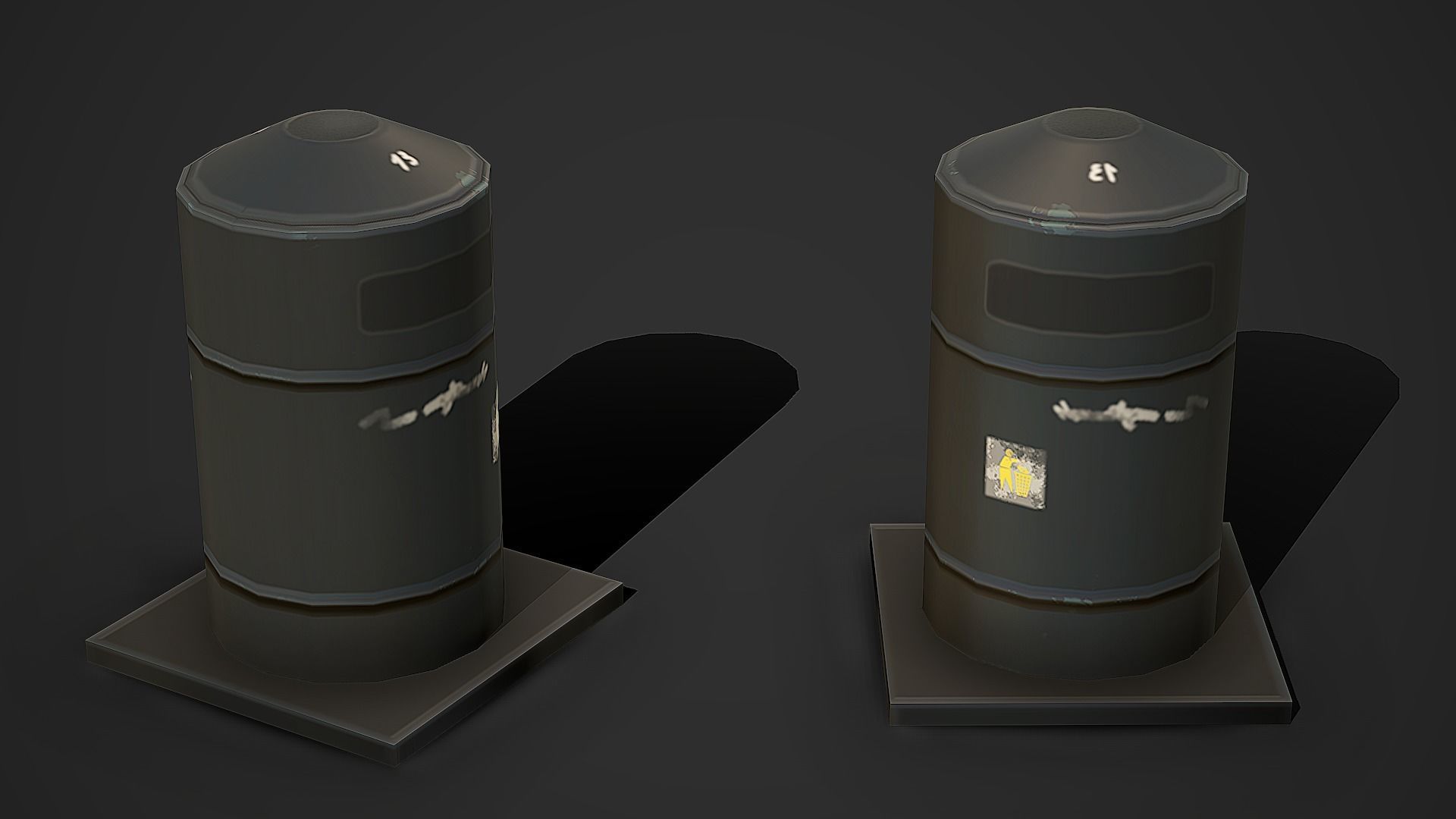 Metal Trashcan 01 Low Poly Mobile Ready Low-poly 3D model_2