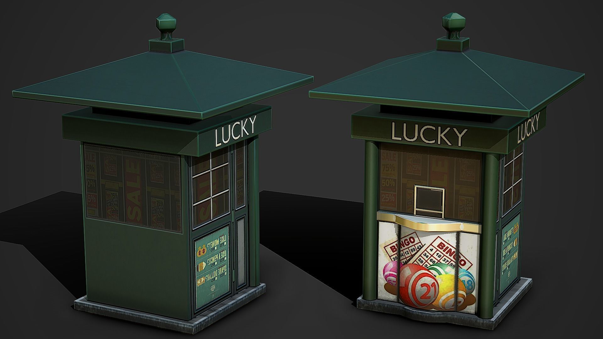 Street Kiosk Low Poly Mobile Ready Low-poly 3D model_2