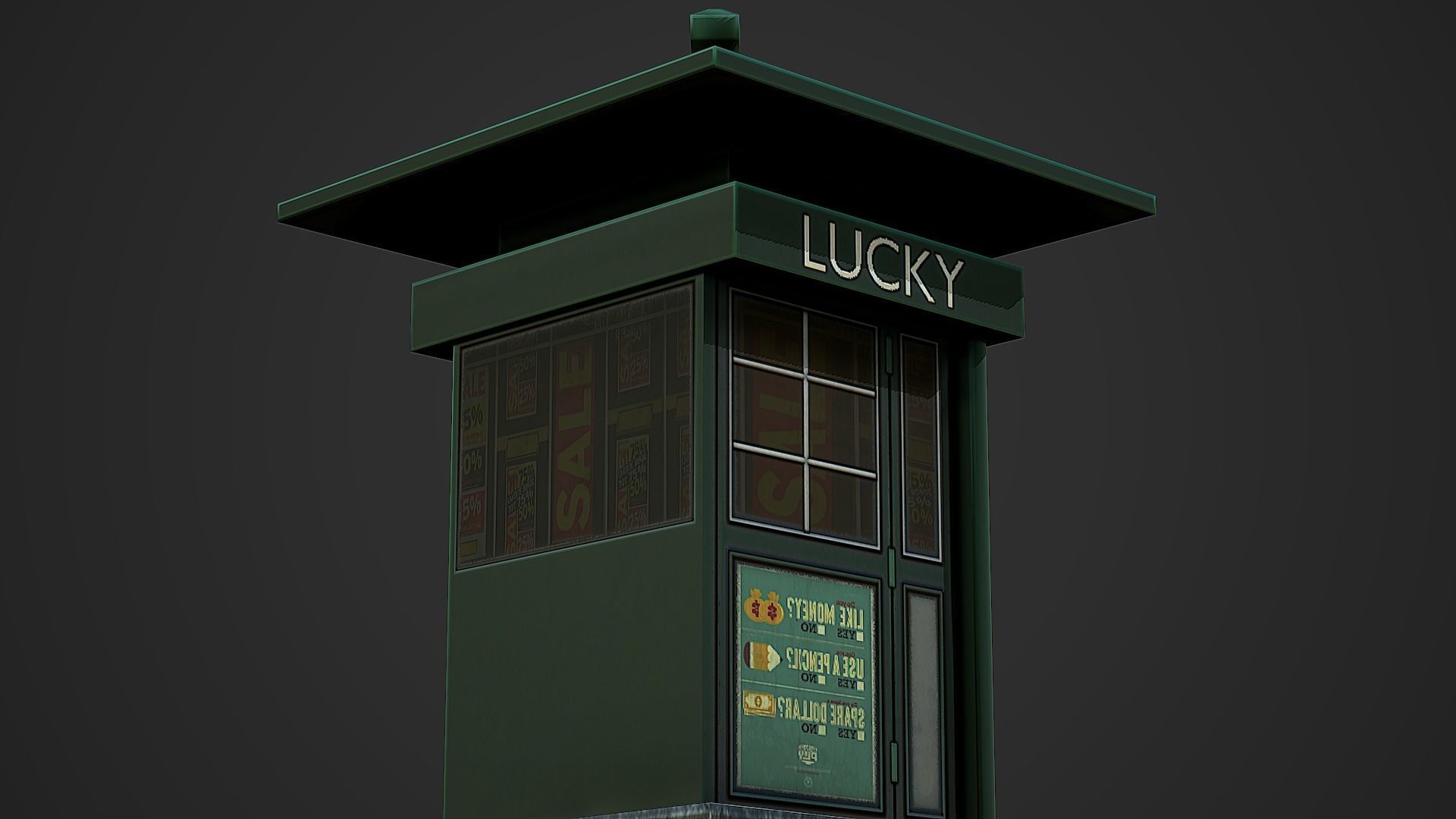 Street Kiosk Low Poly Mobile Ready Low-poly 3D model_4