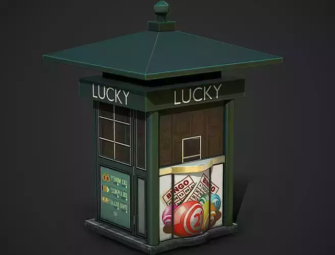 Street Kiosk Low Poly Mobile Ready Low-poly 3D model