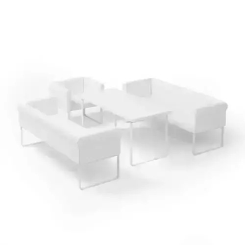 White Living Room Set Table Sofa Armchair
