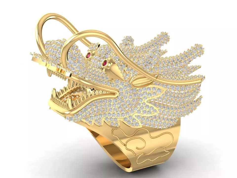 Luxury Dragon Diamond Statement Ring 3D Model 3057 3D print model