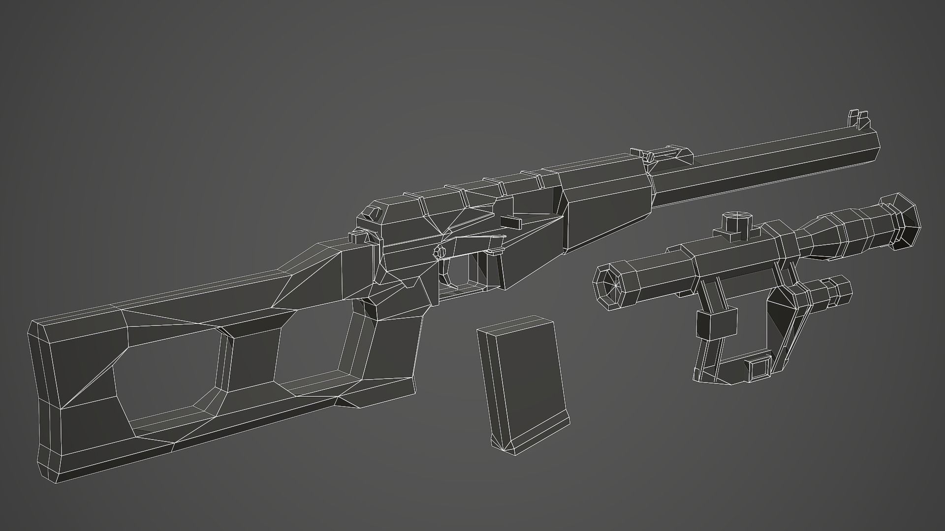 Stylized VSS Vintorez Low Poly Mobile Ready Low-poly 3D model_9