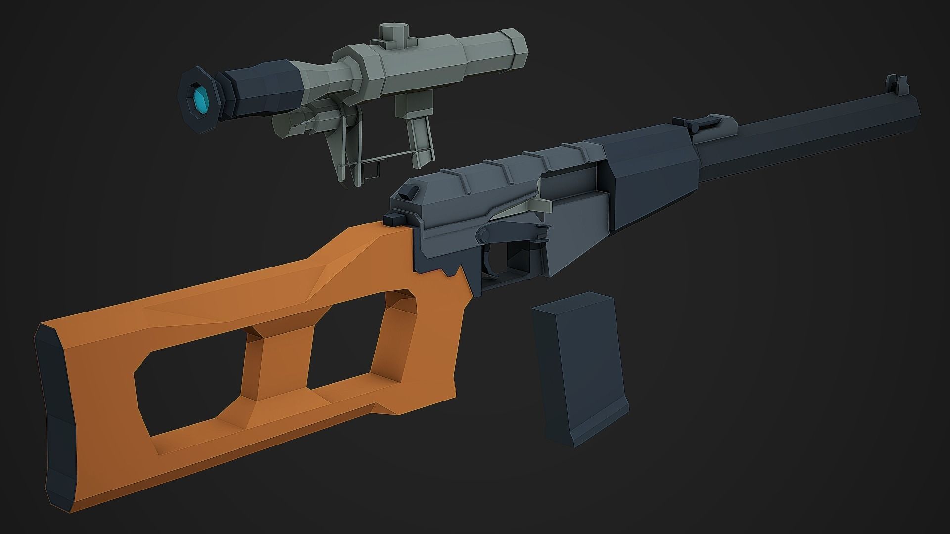 Stylized VSS Vintorez Low Poly Mobile Ready Low-poly 3D model_4