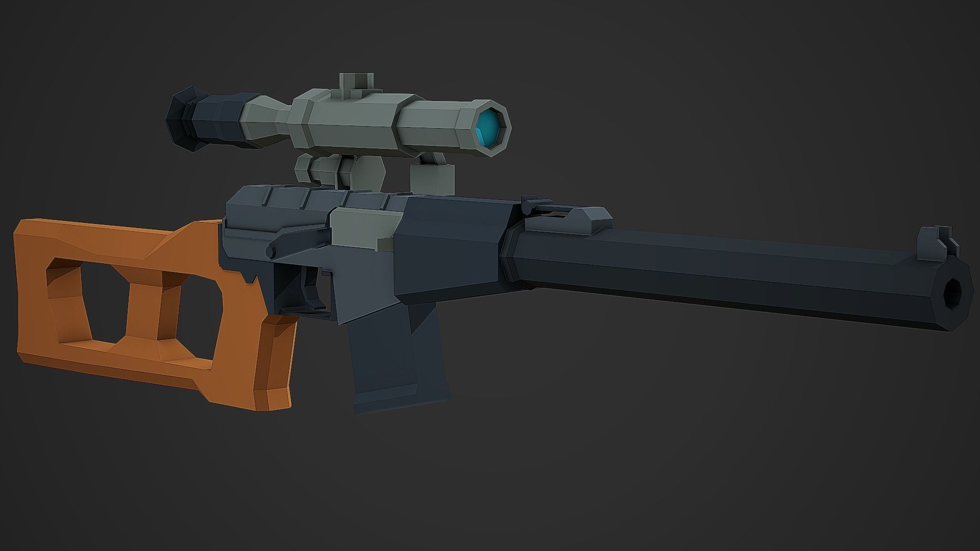 Stylized VSS Vintorez Low Poly Mobile Ready Low-poly 3D model_2