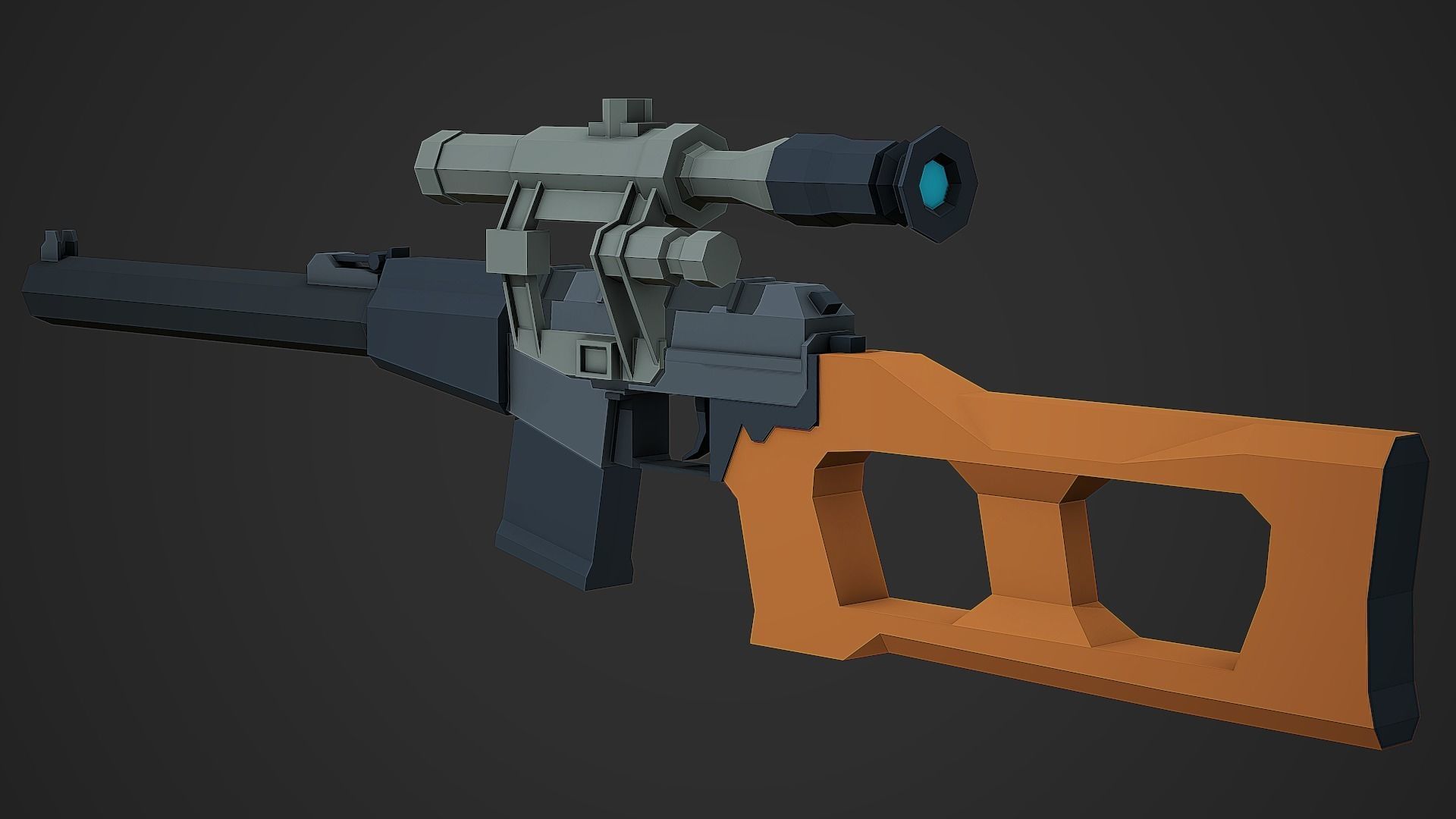 Stylized VSS Vintorez Low Poly Mobile Ready Low-poly 3D model_1