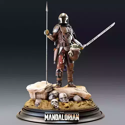 The Mandalorian 2 statue of star wars character 3D print model