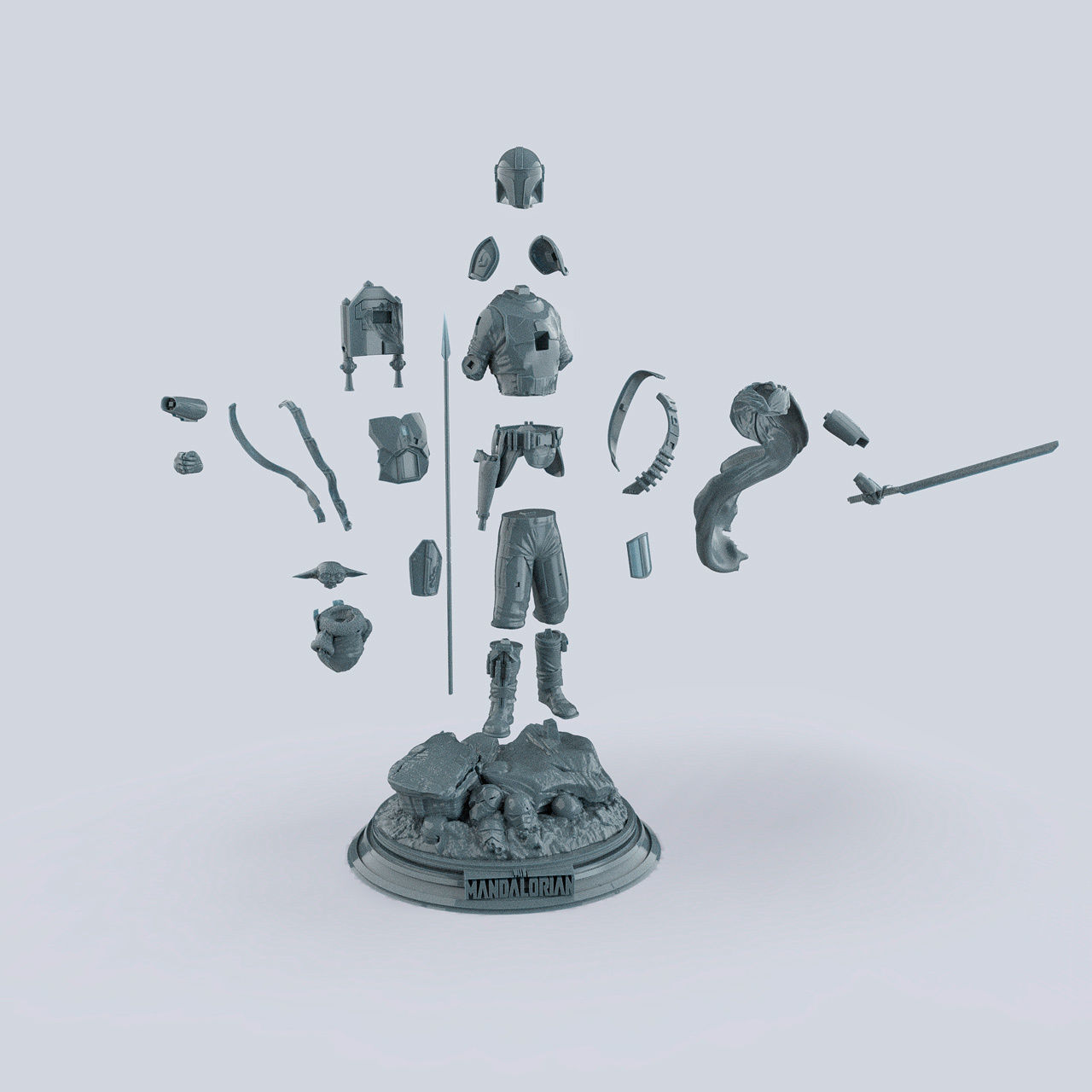 The Mandalorian 2 statue of star wars character 3D print model_11