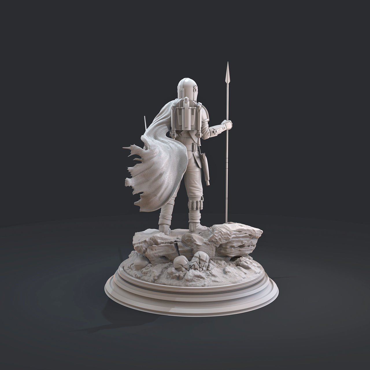 The Mandalorian 2 statue of star wars character 3D print model_8