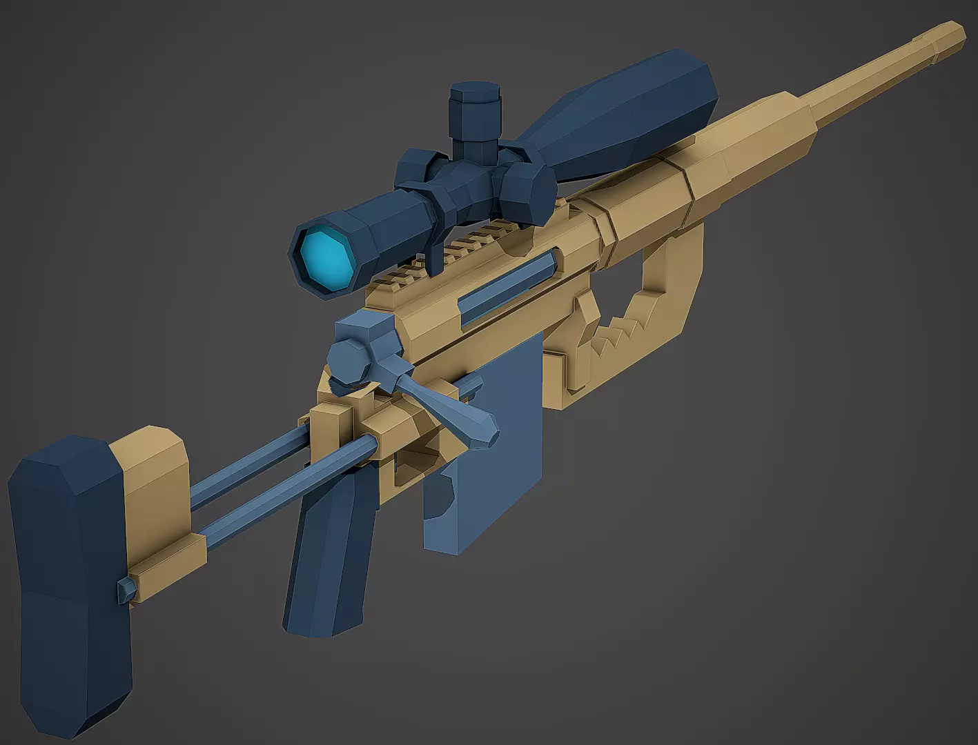 Stylized Cheytac M200 Low Poly Mobile Ready Low-poly 3D model_0