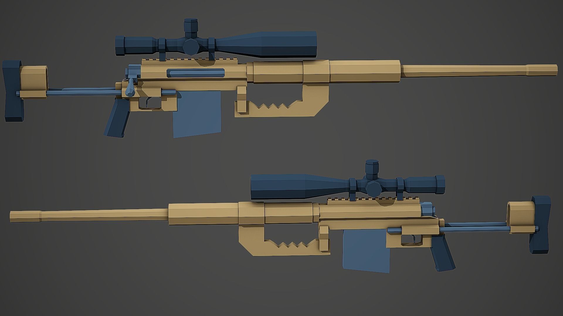 Stylized Cheytac M200 Low Poly Mobile Ready Low-poly 3D model_3
