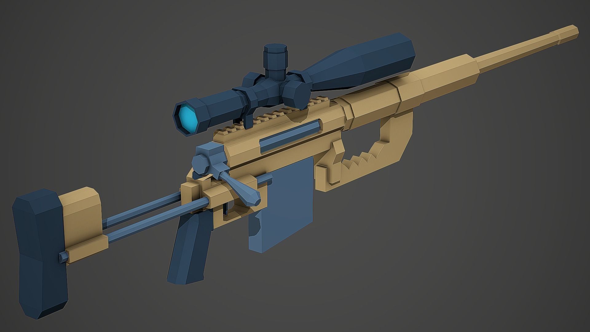 Stylized Cheytac M200 Low Poly Mobile Ready Low-poly 3D model_1