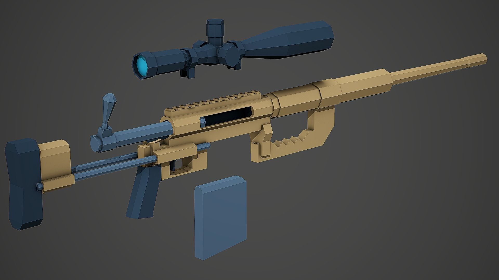 Stylized Cheytac M200 Low Poly Mobile Ready Low-poly 3D model_4