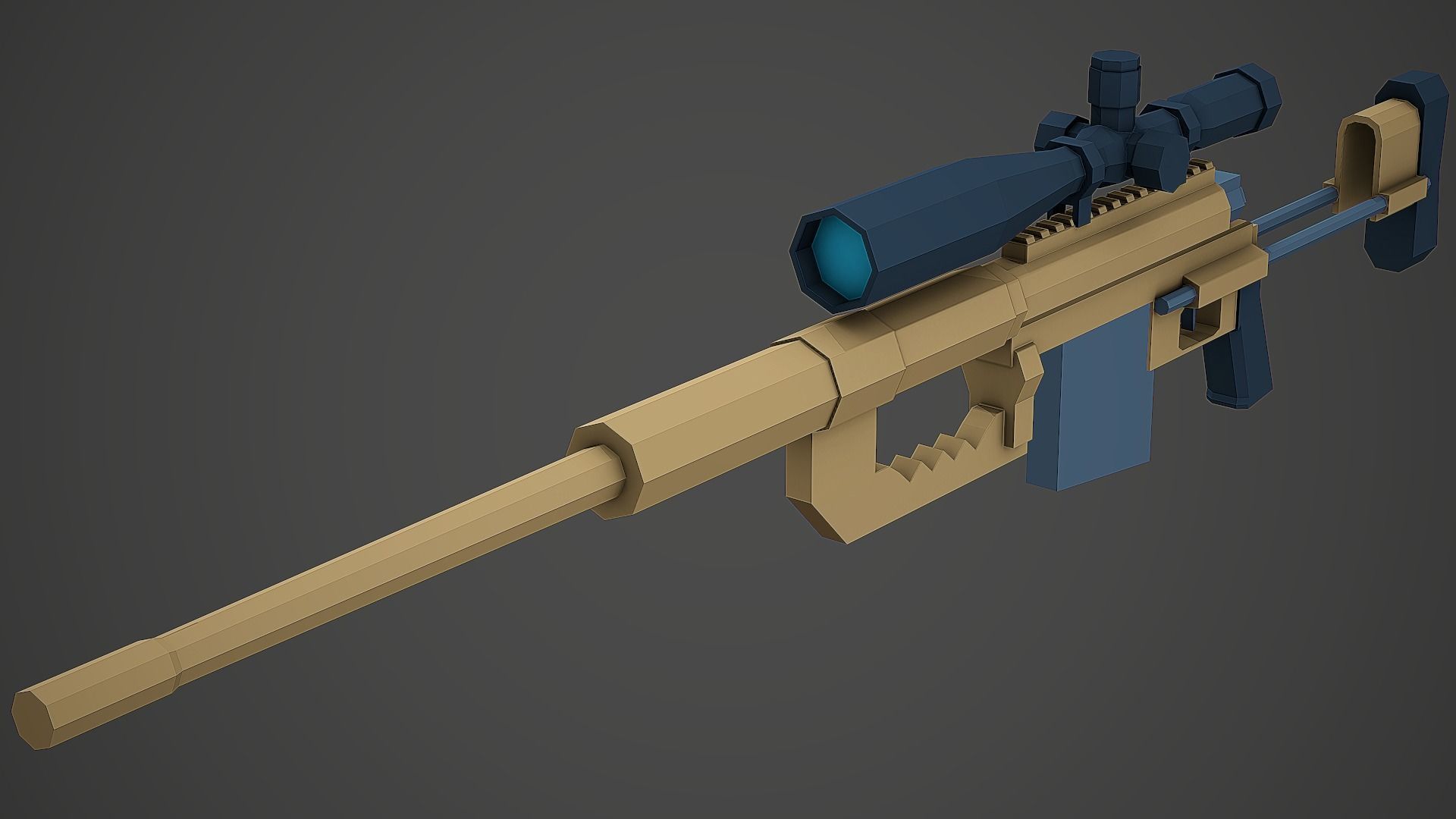 Stylized Cheytac M200 Low Poly Mobile Ready Low-poly 3D model_2